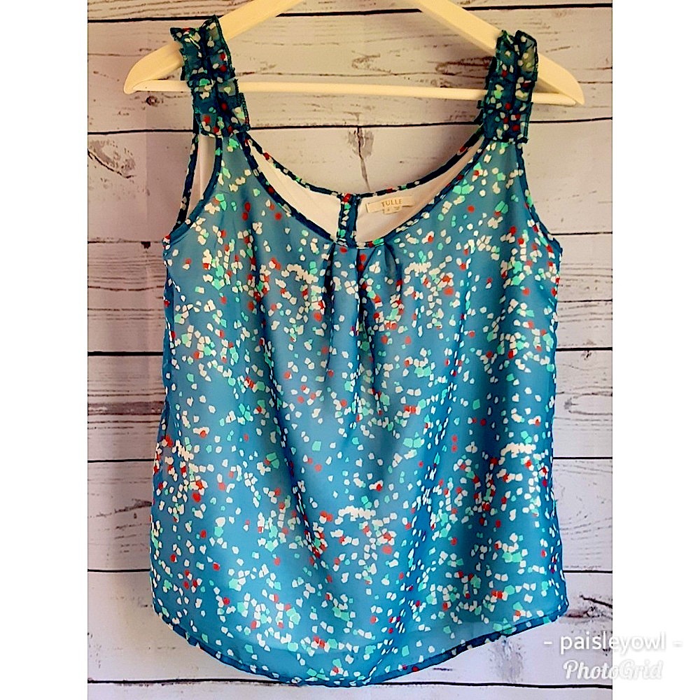 Anthropologie TULLE Tank Blouse Ruffle Strap